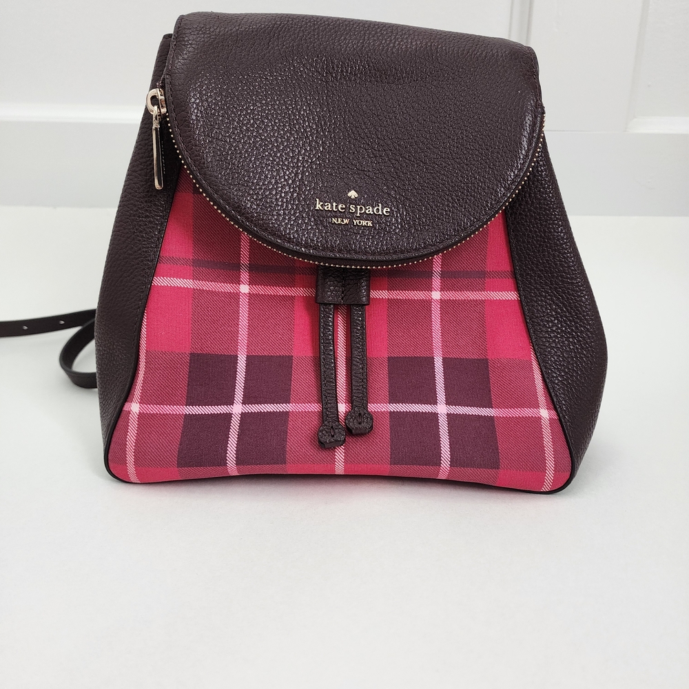 Kate Spade Leila Medium Flap Pink & Brown Women's Pebbled Leather Bag Backpack